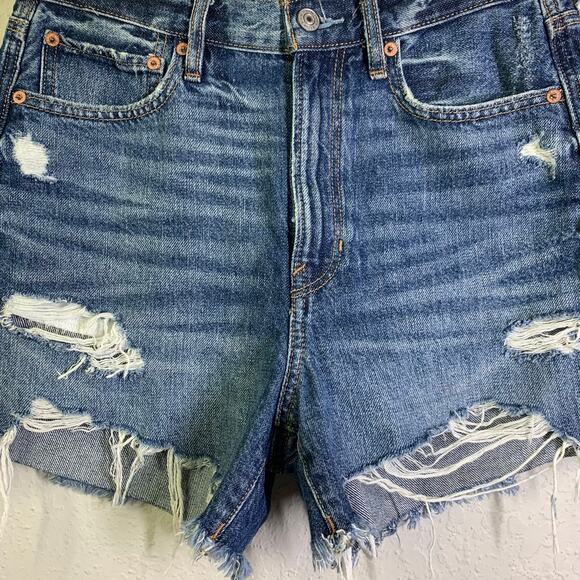 AMERICAN EAGLE Shorts 6 90's‎ Mom Zipper Fly Distressed High Rise Frayed Denim - Picture 6 of 15